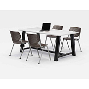 KFI Studios Midtown Dining Table with Four Brownstone Kool Series Chairs, 36 x 72 x 30, Designer White (KFI840031900319)