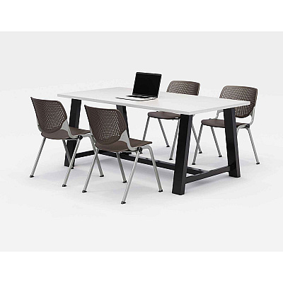 KFI Studios Midtown Dining Table with Four Brownstone Kool Series Chairs, 36 x 72 x 30, Designer White (KFI840031900319)