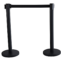 Tatco Economy Crowd Control, Assorted Materials, 14" x 35" x 9 ft 6", Black, 2/Carton (TCO16600)