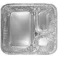 HFA Three-Compartment Oblong Food Container, 24 oz, 6.38 x 1.47 x 8, Silver, Aluminum, 500/Carton (HFA204500)