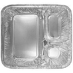 HFA Three-Compartment Oblong Food Container, 24 oz, 6.38 x 1.47 x 8, Silver, Aluminum, 500/Carton (HFA204500)