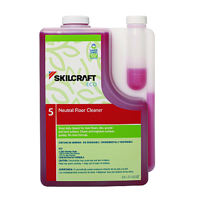 AbilityOne 7930017149188, SKILCRAFT ECO Neutral Floor Cleaner Concentrate, 2 L Bottle, 4/Pack