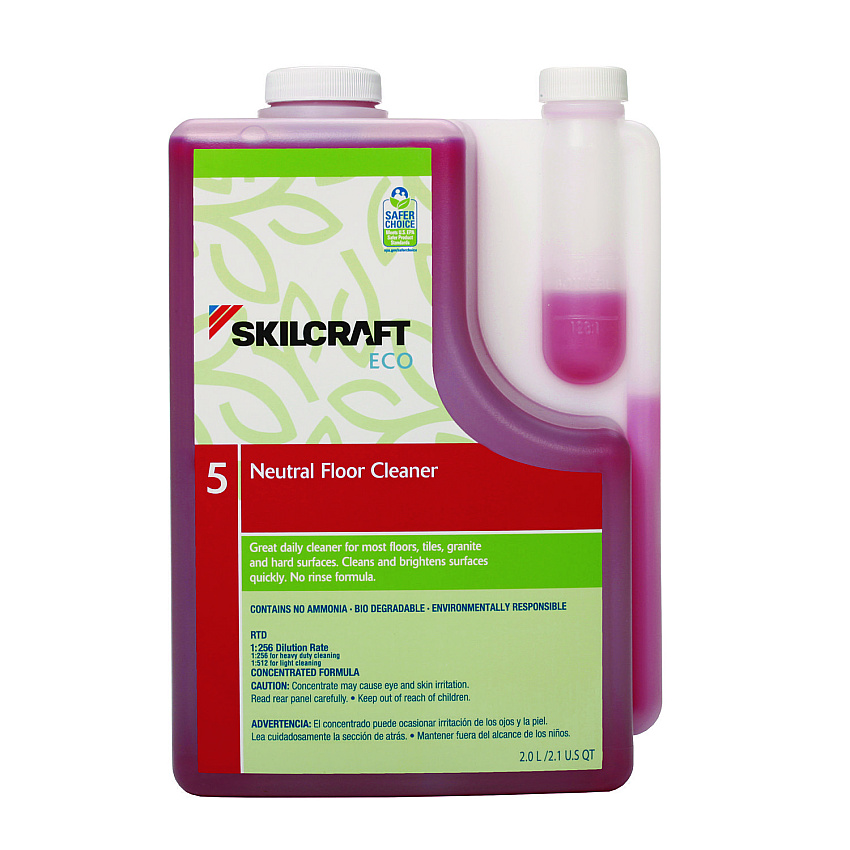 AbilityOne 7930017149188, SKILCRAFT ECO Neutral Floor Cleaner Concentrate, 2 L Bottle, 4/Pack