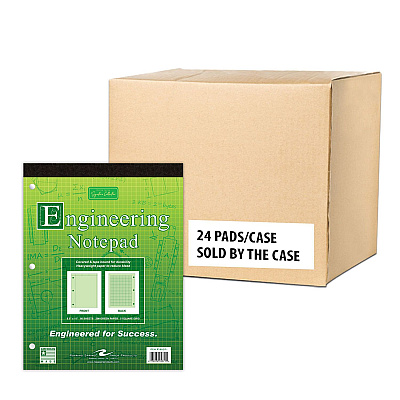 Roaring Spring Covered Engineering Pad, 5 sq/in Quadrille Rule, 80 Green 8.5 x 11 Sheets, 24/Carton (ROA95371CS)
