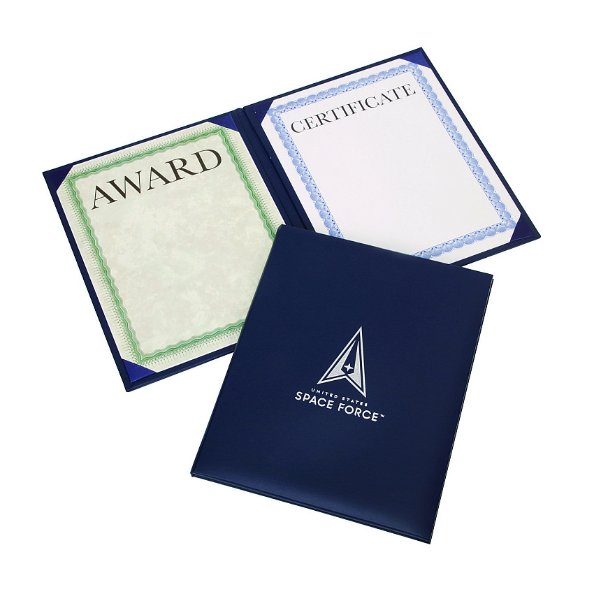 AbilityOne 7510017148885, SKILCRAFT Awards Certificate Padded Cover Binder, USSF Seal, 9.12 x 11.62, Blue/Silver