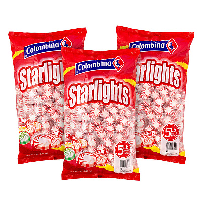 Colombina Peppermint Starlight Mints, 5 lb Bag, 3/Carton (GRR60004061)