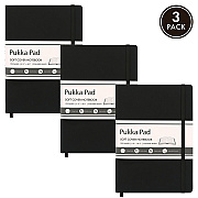 PUKKA PAD Soft Cover Notebook, College Rule, Black Cover, (96) 8.2 x 5.11 Sheets, 3/Pack (PUK9940SIG3)
