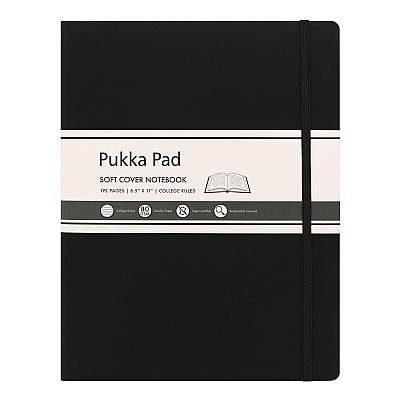 PUKKA PAD Soft Cover Notebook, College Rule, Black Cover, (96) 11 x 8.5 Sheets (PUK9942SIG)