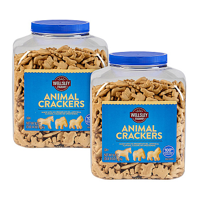 Wellsley Farms Animal Crackers, 62 oz Tub, 2/Carton (GRR60004069)