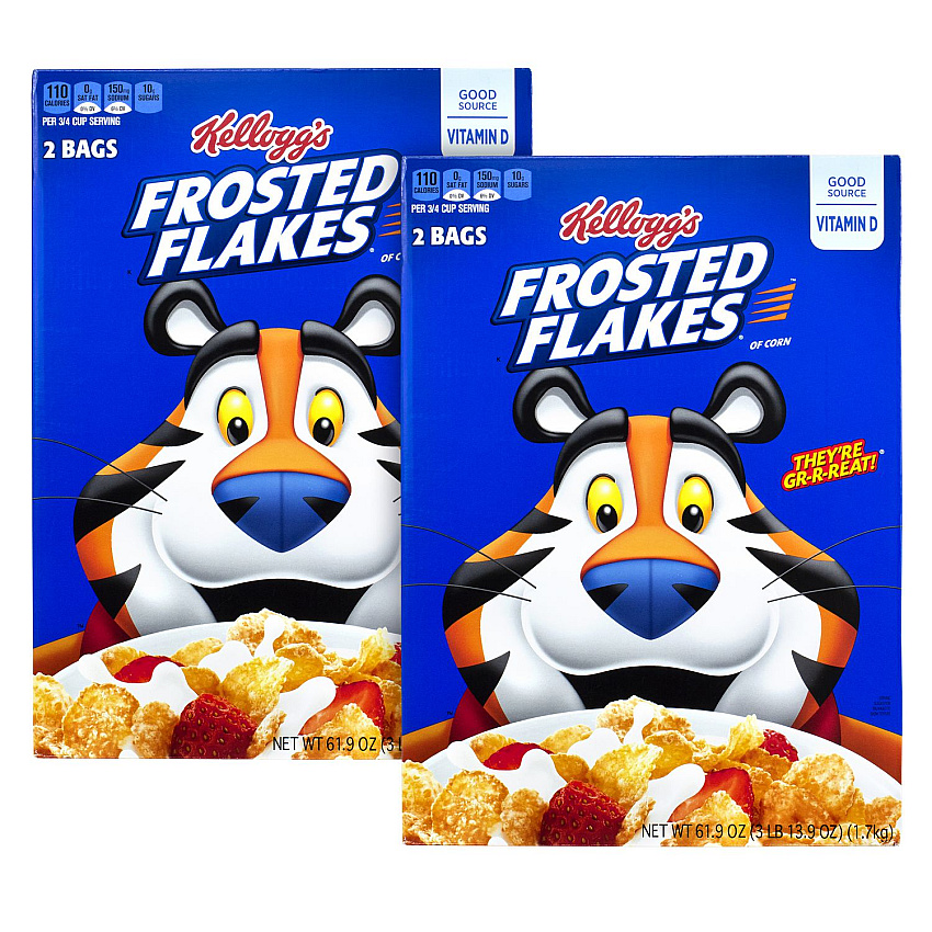 Kellogg's Frosted Flakes Breakfast Cereal, 2 Bags/61.9 oz Box, 2 Boxes/Carton (GRR60004075)