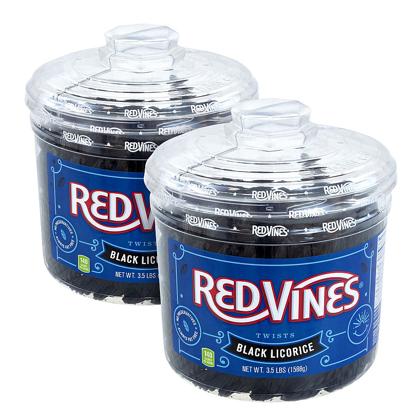Red Vines Black Licorice Twists, 3.5 lb Jar, 2/Carton (GRR60004084)