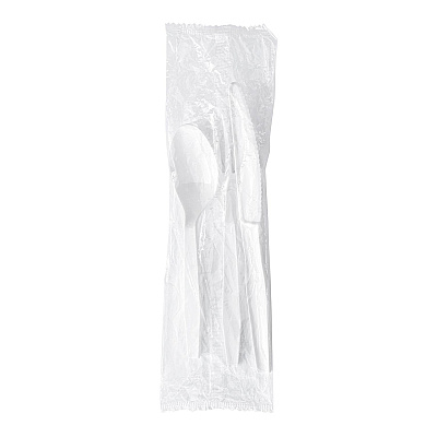 Boardwalk Three-Piece Cutlery Kit, Fork/Knife/Teaspoon, Polystyrene, White, 250/Carton (BWK3KITHVYWH)