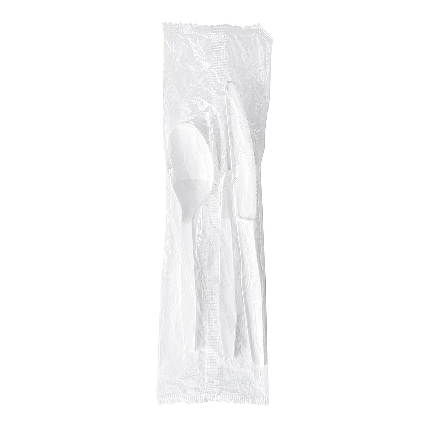 Boardwalk Three-Piece Cutlery Kit, Fork/Knife/Teaspoon, Polystyrene, White, 250/Carton (BWK3KITHVYWH)