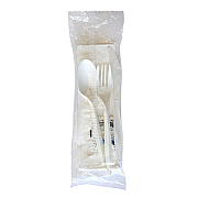 Boardwalk Six-Piece Cutlery Kit, Fork/Knife/Teaspoon/Napkin/Pepper/Salt, White, 1,000/Carton (BWK6COMBOKITPP)