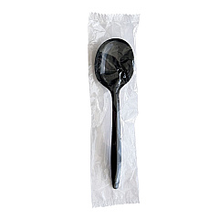 Boardwalk Mediumweight Wrapped Polypropylene Cutlery, Soup Spoon, Black, 1,000/Carton (BWKSOUPBLPPIW)