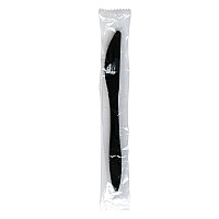 Boardwalk Mediumweight Wrapped Polypropylene Cutlery, Knife, Black, 1,000/Carton (BWKKNIFEBLPPIW)