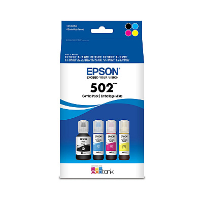 Epson T502120-BCS (502) Ink, 7,500/6,000 Page-Yield, Black/Cyan/Magenta/Yellow