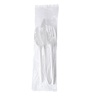 Boardwalk Three-Piece Cutlery Kit, Fork/Knife/Teaspoon, Mediumweight, White, 250/Carton (BWK3KITWHPS)