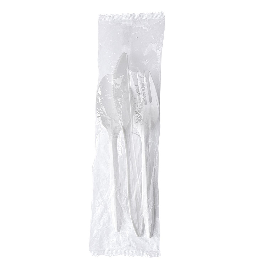Boardwalk Three-Piece Cutlery Kit, Fork/Knife/Teaspoon, Mediumweight, White, 250/Carton (BWK3KITWHPS)