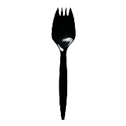 Boardwalk Mediumweight Polypropylene Cutlery, Spork, Black, 1,000/Carton (BWKSPORKBLPP)