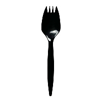 Boardwalk Mediumweight Polypropylene Cutlery, Spork, Black, 1,000/Carton (BWKSPORKBLPP)