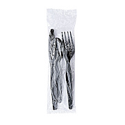 Boardwalk Three-Piece Cutlery Kit, Fork/Knife/Teaspoon, Heavyweight, Black, 250/Carton (BWK3KITHVYBL)