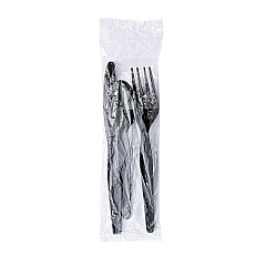 Boardwalk Three-Piece Cutlery Kit, Fork/Knife/Teaspoon, Heavyweight, Black, 250/Carton (BWK3KITHVYBL)