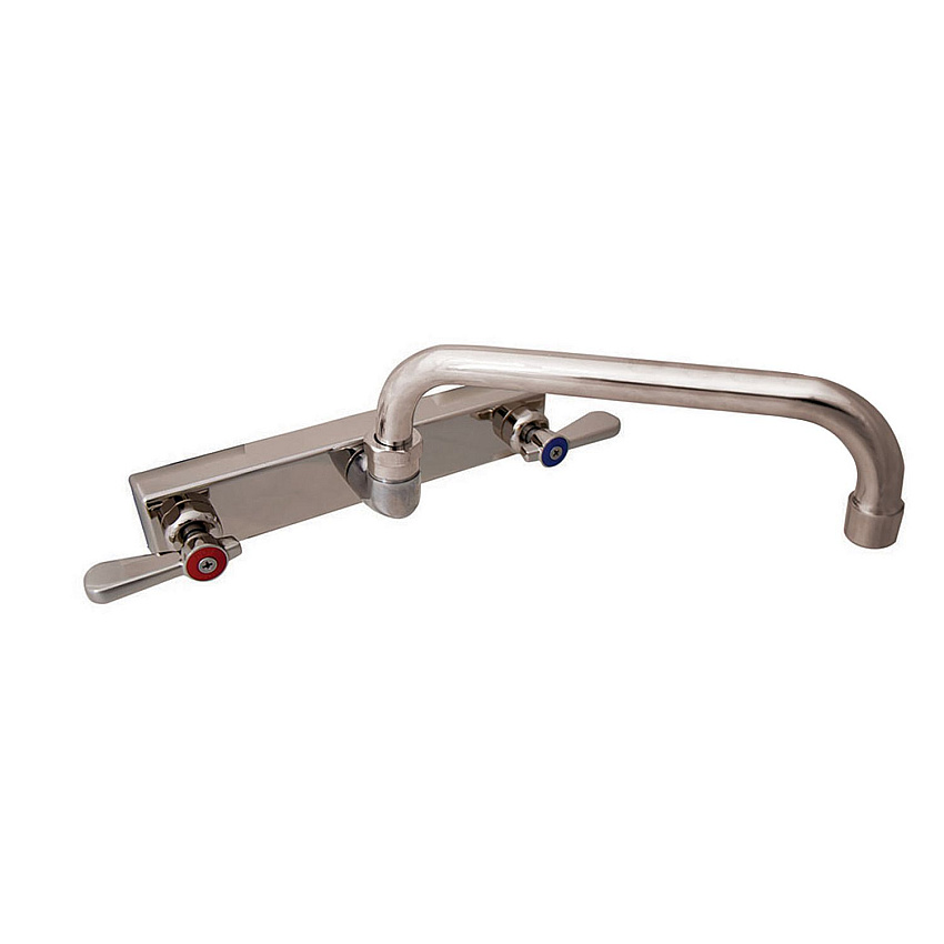 BK Resources Evolution Splash Mount Stainless Steel Faucet, 4.88" Height/10" Reach, Stainless Steel (BKEEVO8SM10)