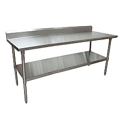BK Resources Stainless Steel 5" Riser Top Tables, 72w x 30d x 39.75h, Silver, 2/Pallet (BKE2VTR57230)