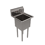 BK Resources Stainless Steel Sink and Faucet Bundle, Sink/Faucet/Faucet Mounting Kit/Drain, 15" L x 15" W x 14" D (BKEBKS11514PG)