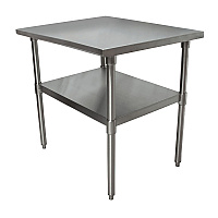BK Resources Stainless Steel Flat Top Work Tables, 24w x 24d x 36h, Silver, 2/Pallet (BKE2VT2424)