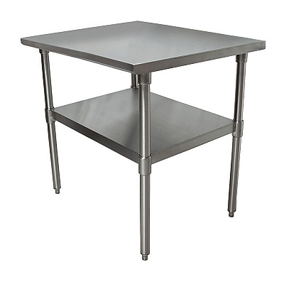 BK Resources Stainless Steel Flat Top Work Tables, 24w x 24d x 36h, Silver, 2/Pallet (BKE2VT2424)