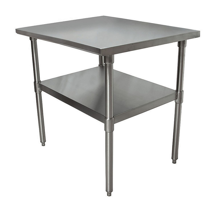 BK Resources Stainless Steel Flat Top Work Tables, 24w x 24d x 36h, Silver, 2/Pallet (BKE2VT2424)