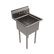 BK Resources Stainless Steel Sink and Faucet Bundle, Sink/Faucet/Faucet Mounting Kit/Drain, 18" L x 18" W x 14" D (BKEBKS11812PG)