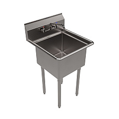 BK Resources Stainless Steel Sink and Faucet Bundle, Sink/Faucet/Faucet Mounting Kit/Drain, 18" L x 18" W x 14" D (BKEBKS11812PG)