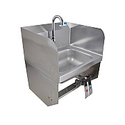 BK Resources Stainless Steel Hand Sink with Side Splashes, 14" l x 10" w x 5" d (BKEHSW14101SBKP)