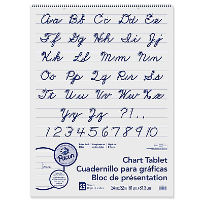 Pacon Chart Tablets, Presentation Format (1" Rule), 24 x 32, White, 25 Sheets, 12/Carton (PAC74610CT)