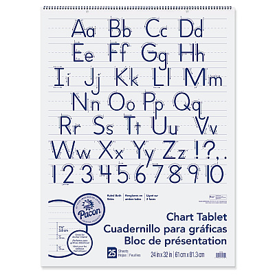 Pacon Chart Tablets, Presentation Format (1.5" Rule), 24 x 32, White, 25 Sheets, 12/Carton (PAC74710CT)