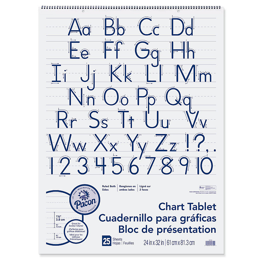 Pacon Chart Tablets, Presentation Format (1.5" Rule), 24 x 32, White, 25 Sheets, 12/Carton (PAC74710CT)