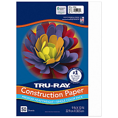 Pacon Tru-Ray Construction Paper, 76 lb Text Weight, 9 x 12, White, 50 Sheets/Pack, 50 Packs/Carton (PAC103026CT)