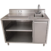 BK Resources Stainless Steel Beverage Table with Right Sink, Rectangular, 30" x 72" x 41.5", Silver Top, Silver Base/Legs (BKEBEVT3072R)
