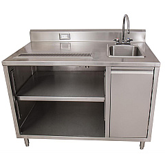 BK Resources Stainless Steel Beverage Table with Right Sink, Rectangular, 30" x 72" x 41.5", Silver Top, Silver Base/Legs (BKEBEVT3072R)