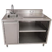 BK Resources Stainless Steel Beverage Table with Left Sink, Rectangular, 30" x 72" x 41.5", Silver Top, Silver Base/Legs (BKEBEVT3072L)