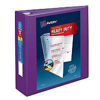 Avery Heavy-Duty View Binder with DuraHinge and One Touch EZD Rings, 3 Rings, 3" Capacity, 11 x 8.5, Purple, 4/Carton (AVE79810CT)