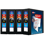 Avery Heavy-Duty View Binder with DuraHinge and One Touch EZD Rings, 3 Rings, 3" Capacity, 11 x 8.5, Black, 4/Carton (AVE79693CT)