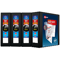 Avery Heavy-Duty View Binder with DuraHinge and One Touch EZD Rings, 3 Rings, 3" Capacity, 11 x 8.5, Black, 4/Carton (AVE79693CT)