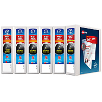 Avery Heavy-Duty View Binder with DuraHinge and One Touch EZD Rings, 3 Rings, 2" Capacity, 11 x 8.5, White, 6/Carton (AVE79192CT)