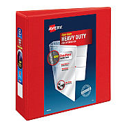 Avery Heavy-Duty View Binder with DuraHinge and Locking One Touch EZD Rings, 3 Rings, 3" Capacity, 11 x 8.5, Red, 4/Carton (AVE79325CT)