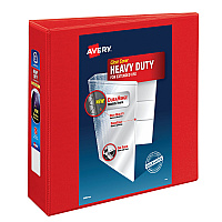 Avery Heavy-Duty View Binder with DuraHinge and Locking One Touch EZD Rings, 3 Rings, 3" Capacity, 11 x 8.5, Red, 4/Carton (AVE79325CT)