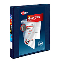 Avery Heavy-Duty View Binder with DuraHinge and One Touch EZD Rings, 3 Rings, 1" Capacity, 11 x 8.5, Navy Blue, 12/Carton (AVE79809CT)